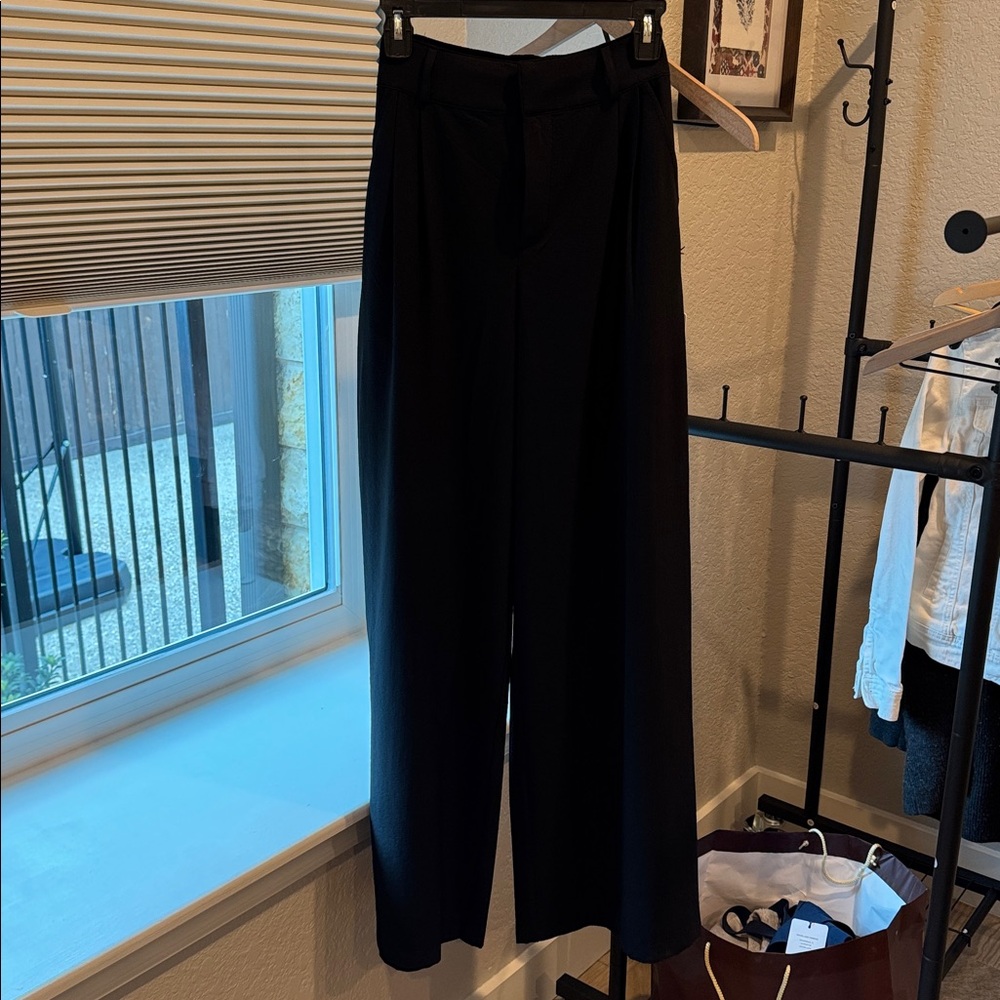 Alo yoga high waist dreamscape black wide leg trousers (long) size xxs - Picture 9 of 16